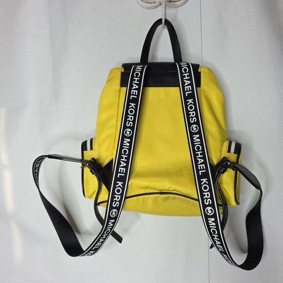 Michael Kors Abbey Lg Cargo Nylon Backpack Yellow Black Casual Preppy Colorful - Picture 5 of 14
